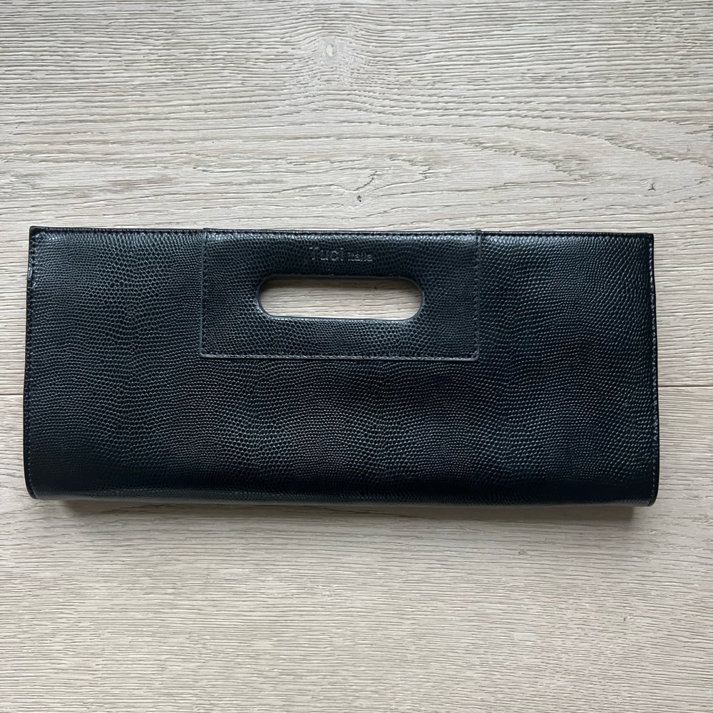 Tuci Italia black leather clutch